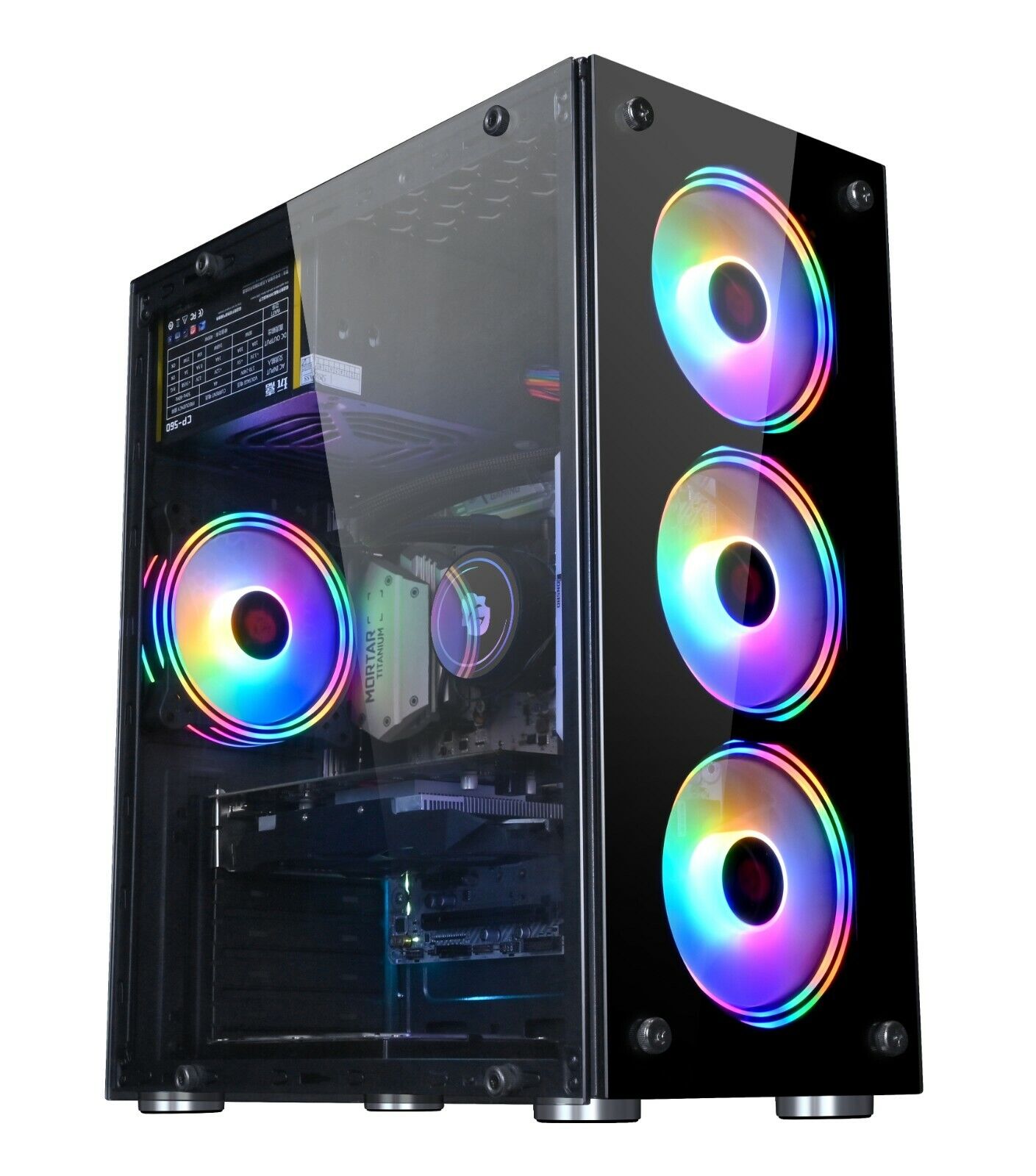 AOK ATX/M-ATX/ITX Gaming PC Desktop Computer Case Black with Side Tempered Glass Panels with 4 Fan Support AOK ATX/M-ATX/ITX Gaming PC Desktop Computer Case Black with Side Tempered Glass Panels with 4 Fan Support